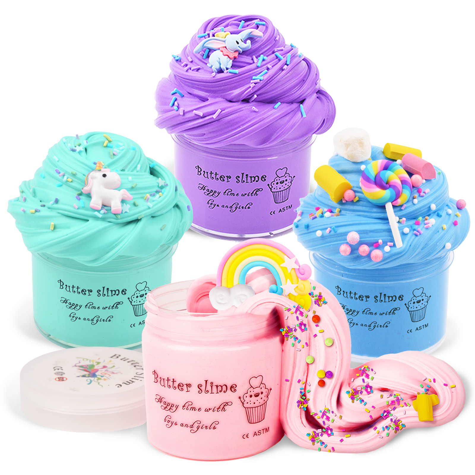 Dream Fun Toys Gifts for 6 7 8 9 10 Year Old Girls, 4 Pack Kids Fluffy  Slime Kits Toy Putty Slimes Set Gift for 5 6 7 8 9 11 Years